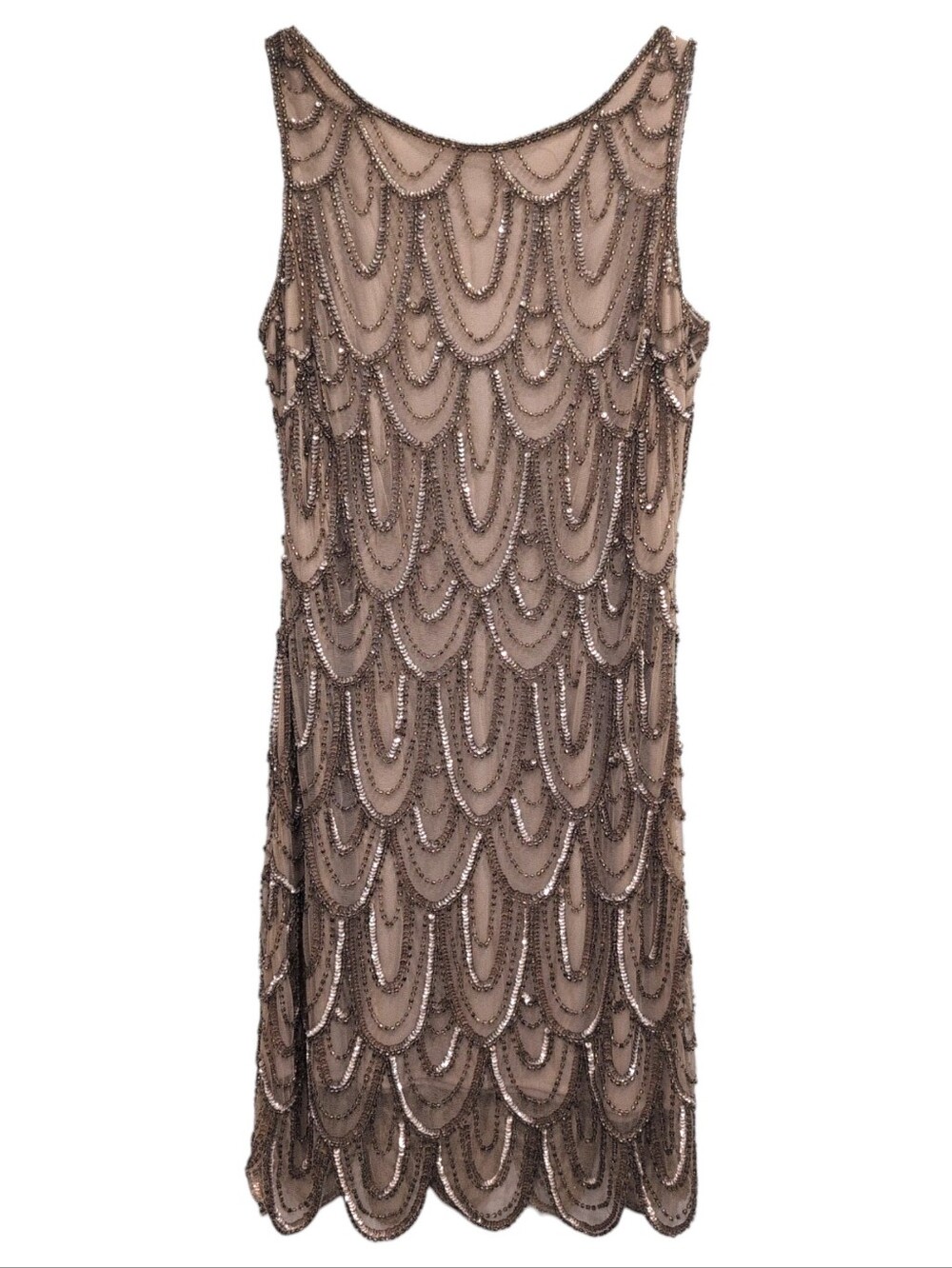 Prelude Vintage Style Beaded Sequin Scallop Art Deco Flapper Shift Dress 10